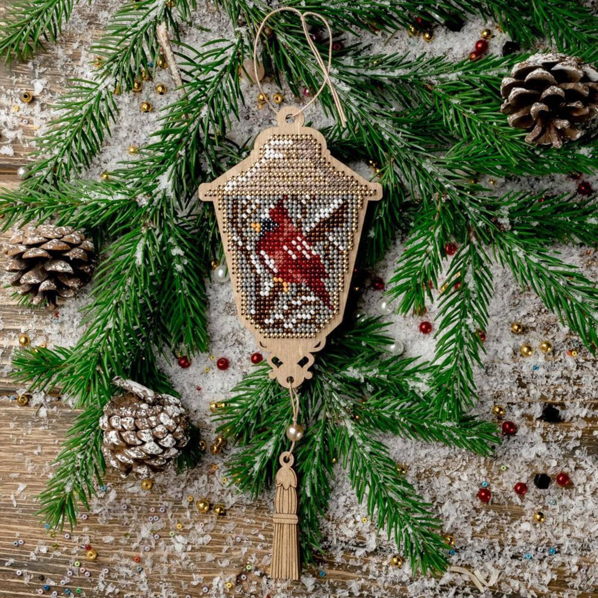 Wonderland Crafts Cardinal Lamp Bead Embroidery on Wood Kit